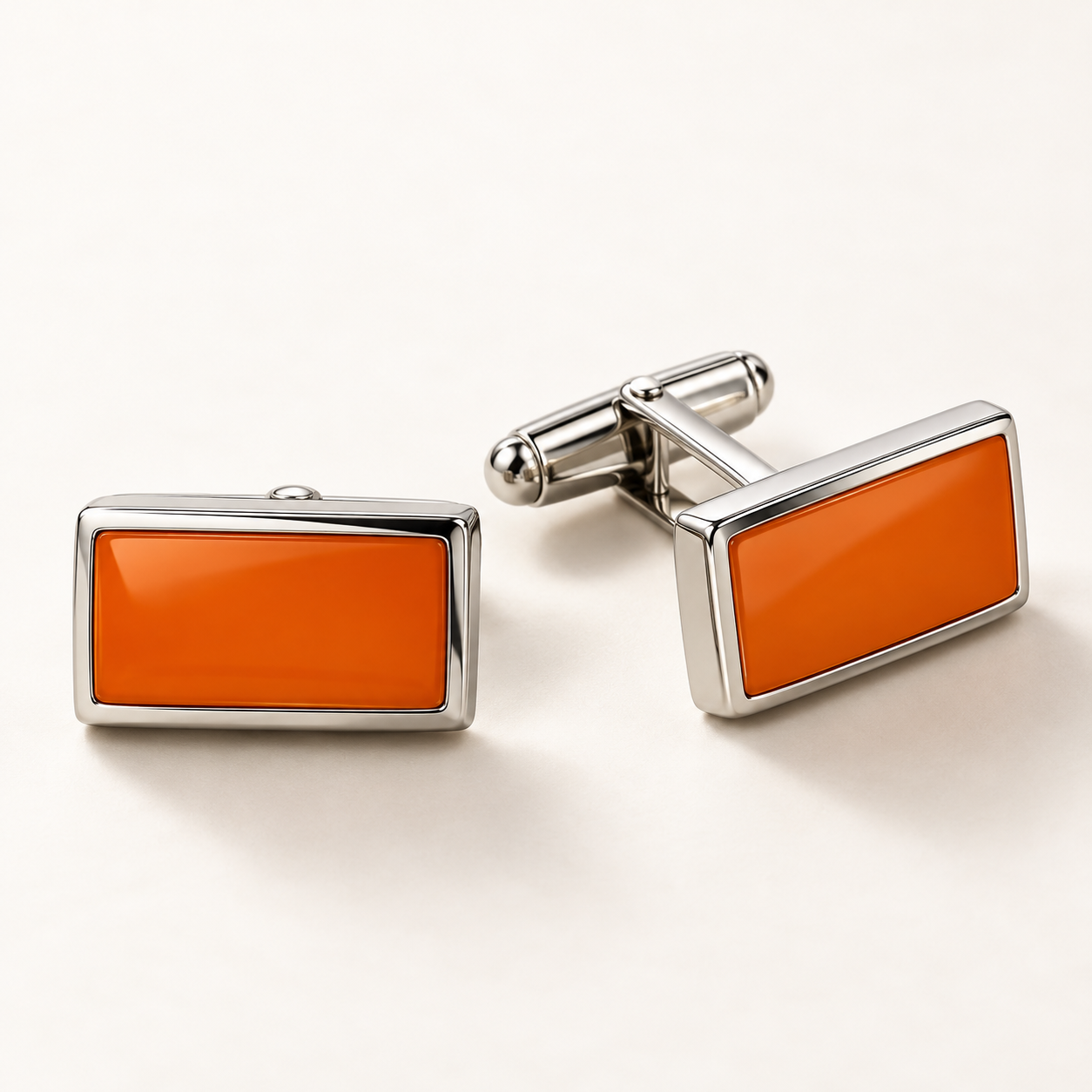 Pulse Cufflinks — Orange / Silver pair